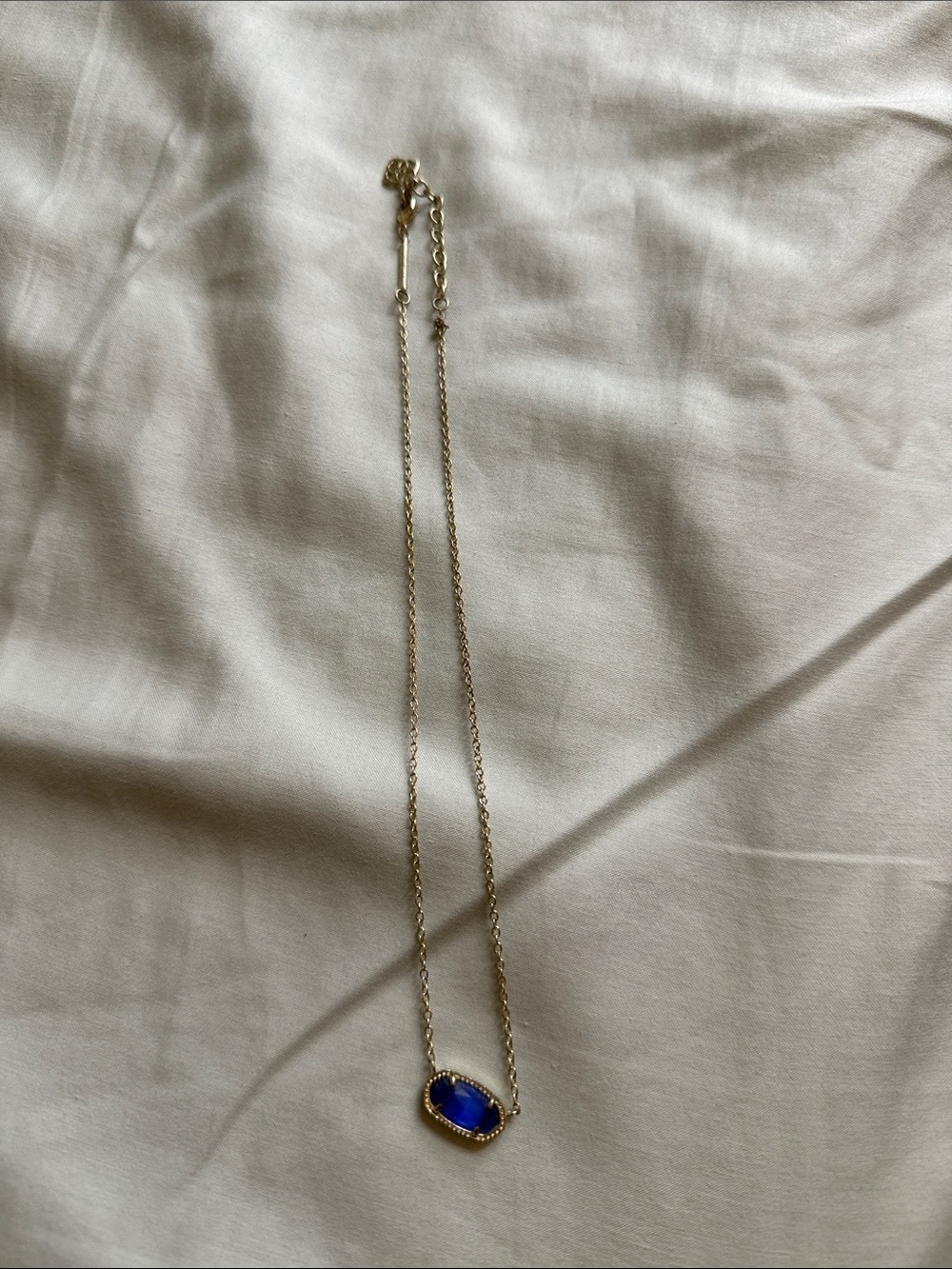 Kendra Scott Gold Necklace with Cobalt Blue Pendant